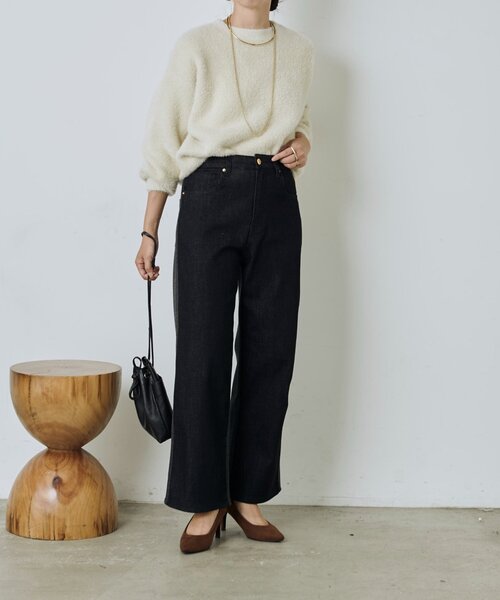 Jena espace merveilleux（ジェナ　エスパスメルヴェイユ）の「メルトンデニムパンツ（デニムパンツ・レディース・ブラック/ブルー・FREE）」の7枚目の写真