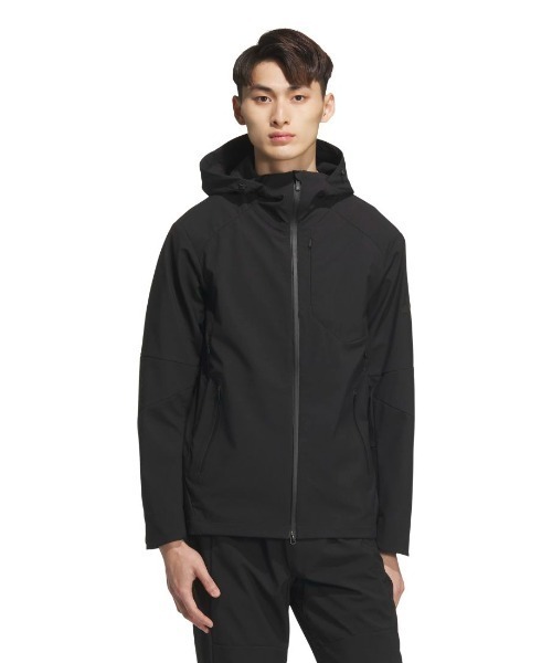 adidas(アディダス)の「アディダス adidas プレミアム スポーツ 圧着加工フリースウーブン フードジャケット(マウンテンパーカー・メンズ・ダークグリーン/チャコールグレー/ブラック・M/L/LL)」の2枚目の写真