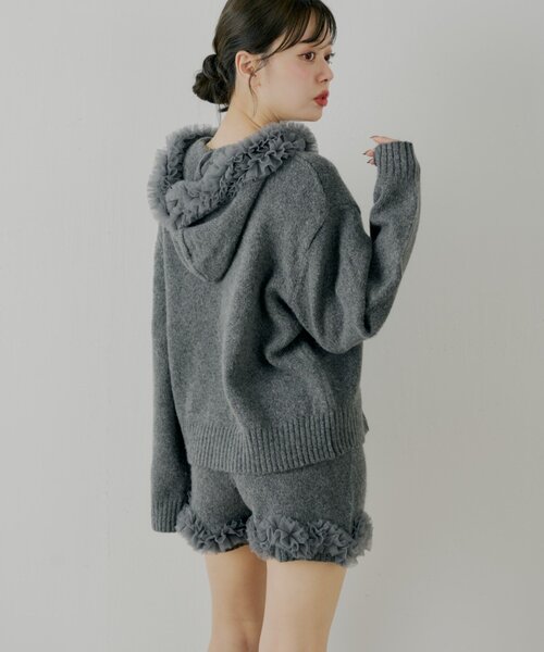 Chico（チコ）の「【セットアップ対応】裾フリルニットショートパンツ（その他パンツ・レディース・チャコールグレー/グレー/アイボリー・FREE）」の11枚目の写真