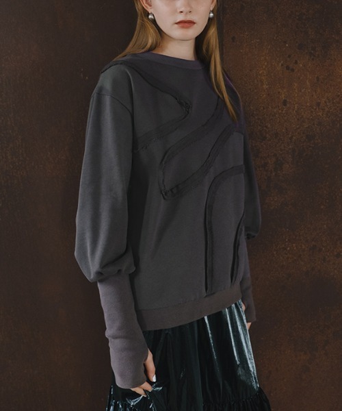 sahara（サハラ）の「Curve Design Sweat/カーブデザインスウェット（スウェット・レディース・ライトグレー/チャコール/ネイビー・FREE）」の2枚目の写真