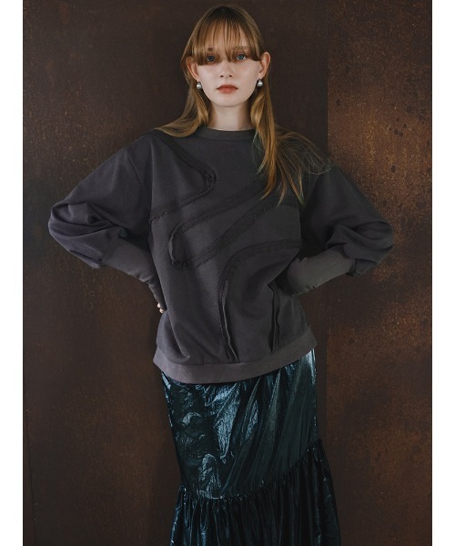 sahara（サハラ）の「Curve Design Sweat/カーブデザインスウェット（スウェット・レディース・ライトグレー/チャコール/ネイビー・FREE）」の4枚目の写真