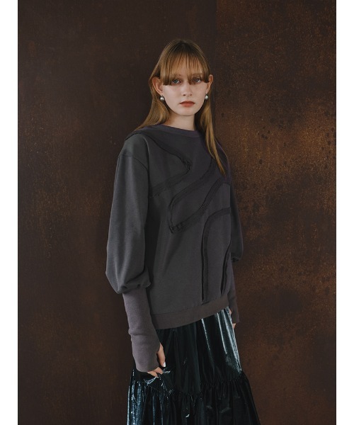 sahara（サハラ）の「Curve Design Sweat/カーブデザインスウェット（スウェット・レディース・ライトグレー/チャコール/ネイビー・FREE）」の5枚目の写真