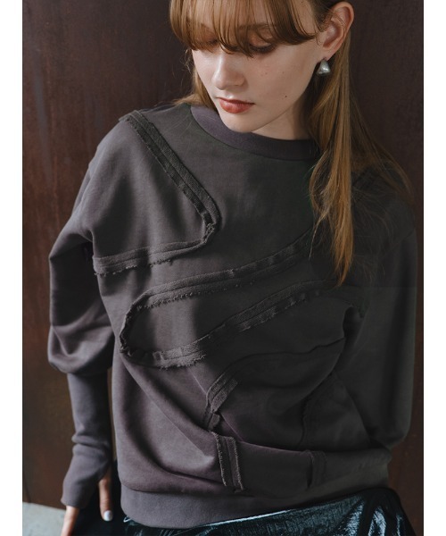 sahara（サハラ）の「Curve Design Sweat/カーブデザインスウェット（スウェット・レディース・ライトグレー/チャコール/ネイビー・FREE）」の7枚目の写真