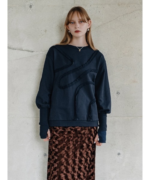 sahara（サハラ）の「Curve Design Sweat/カーブデザインスウェット（スウェット・レディース・ライトグレー/チャコール/ネイビー・FREE）」の18枚目の写真