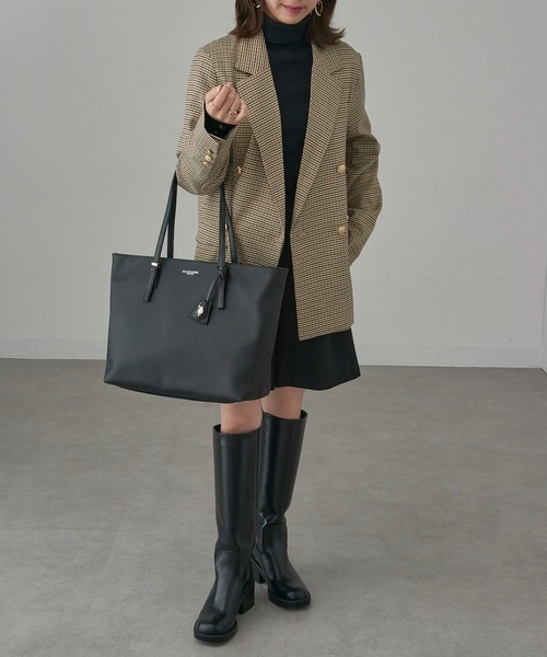 U.S. POLO ASSN.（ユーエスポロアッスン）の「【U.S. POLO ASSN.】≪別注≫ キーリング付 クラシックトートバッグ PC A4サイズ収納可能 ビジネスバッグ 通勤 通学（トートバッグ・レディース・ブラウン/ブラック/グレイッシュベージュ・FREE）」の14枚目の写真