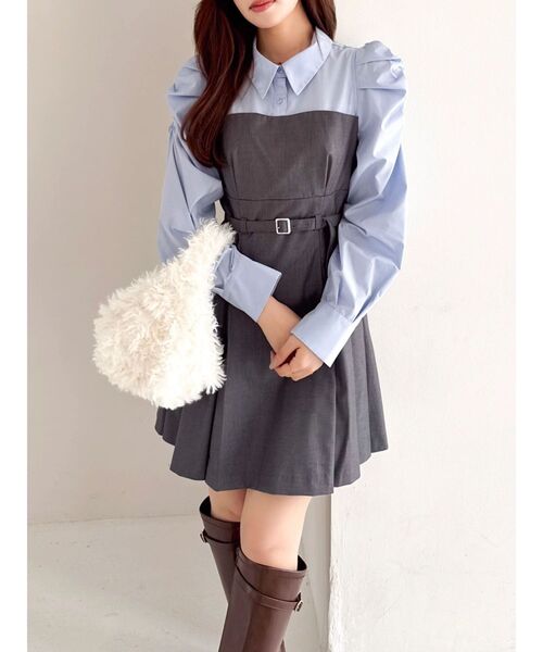 dazzlin ダズリン　レイヤードシャツミニワンピース レイヤードシャツミニワンピース（ワンピース）｜dazzlin（ダズリン