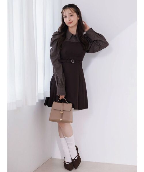 長袖レイヤードシャツミニワンピース（ワンピース）｜dazzlin