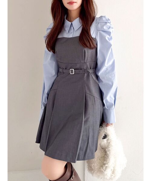 dazzlin（ダズリン）の「長袖レイヤードシャツミニワンピース