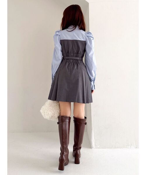 長袖レイヤードシャツミニワンピース（ワンピース）｜dazzlin