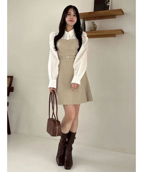 長袖レイヤードシャツミニワンピース（ワンピース）｜dazzlin