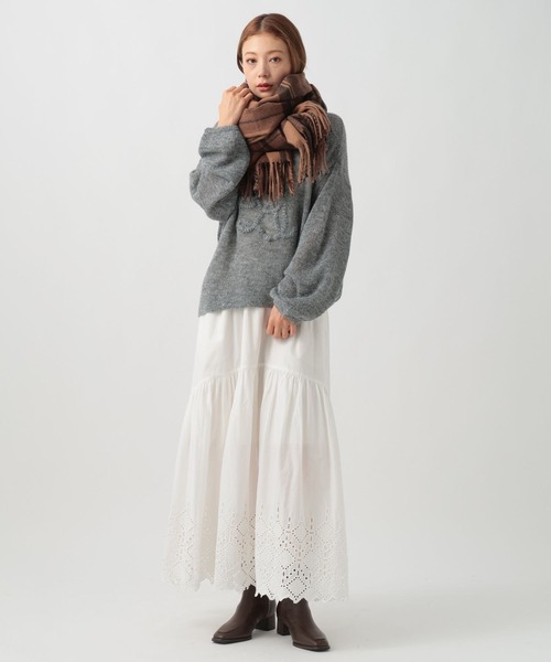 BAYFLOW(ベイフロー)の「カシミヤタッチチェックストール(ストール/ショール・レディース・グレー/ライトブラウン/ネイビー/ブラウン・FREE)」の6枚目の写真