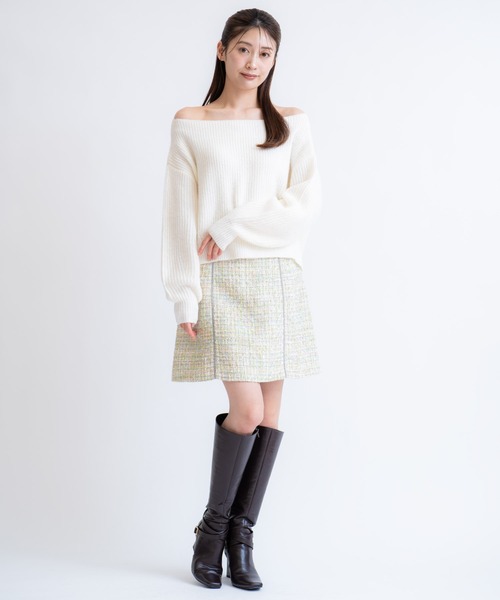 NOELA(ノエラ)の「2WAYオフショルニット(ニット/セーター・レディース・オフホワイト/レッド/サックスブルー・フリー)」の19枚目の写真