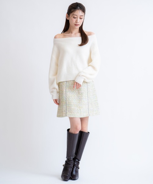 NOELA(ノエラ)の「2WAYオフショルニット(ニット/セーター・レディース・オフホワイト/レッド/サックスブルー・フリー)」の15枚目の写真