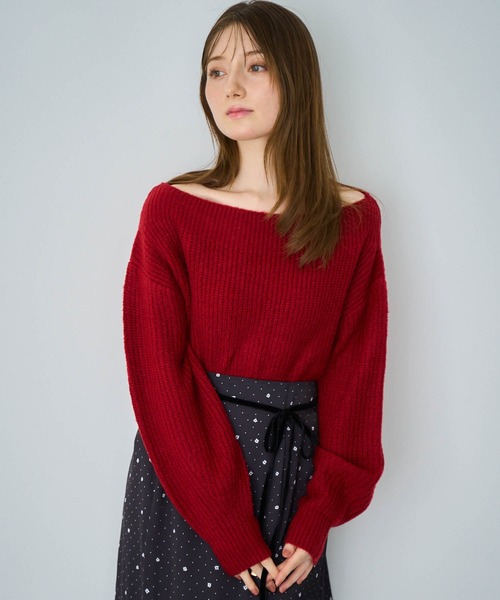 NOELA(ノエラ)の「2WAYオフショルニット(ニット/セーター・レディース・オフホワイト/レッド/サックスブルー・フリー)」の9枚目の写真