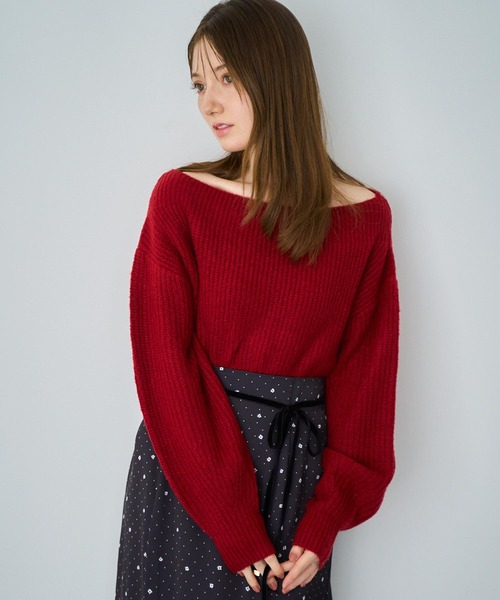 NOELA(ノエラ)の「2WAYオフショルニット(ニット/セーター・レディース・オフホワイト/レッド/サックスブルー・フリー)」の10枚目の写真