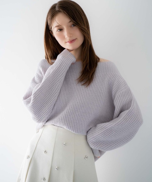 NOELA(ノエラ)の「2WAYオフショルニット(ニット/セーター・レディース・オフホワイト/レッド/サックスブルー・フリー)」の14枚目の写真