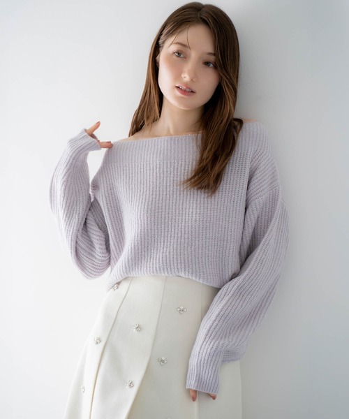 NOELA(ノエラ)の「2WAYオフショルニット(ニット/セーター・レディース・オフホワイト/レッド/サックスブルー・フリー)」の5枚目の写真