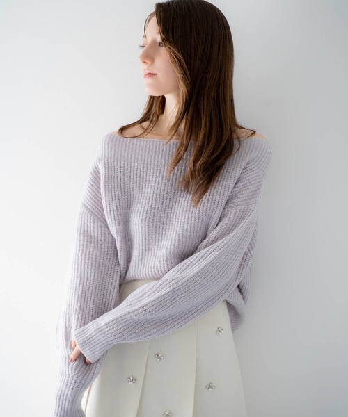 NOELA(ノエラ)の「2WAYオフショルニット(ニット/セーター・レディース・オフホワイト/レッド/サックスブルー・フリー)」の6枚目の写真