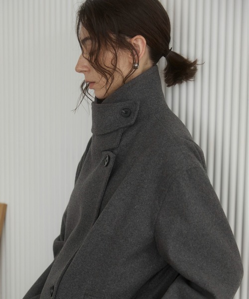 ANGIE（アンジー）の「2WAY　スタンドカラーハーフコート（ピーコート・レディース・ダークブラウン/チャコール/ネイビー・FREE）」の19枚目の写真