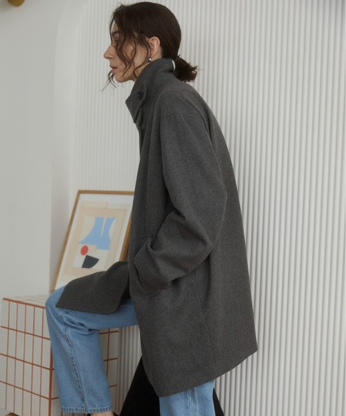ANGIE（アンジー）の「2WAY　スタンドカラーハーフコート（ピーコート・レディース・ダークブラウン/チャコール/ネイビー・FREE）」の20枚目の写真