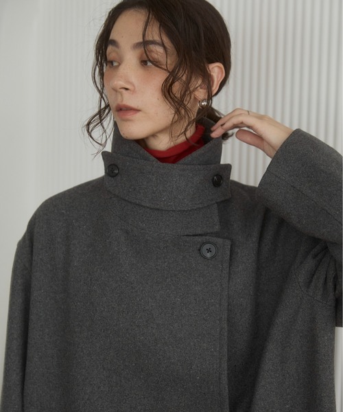 ANGIE（アンジー）の「2WAY　スタンドカラーハーフコート（ピーコート・レディース・ダークブラウン/チャコール/ネイビー・FREE）」の21枚目の写真