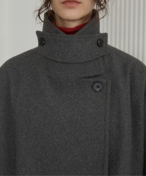 ANGIE（アンジー）の「2WAY　スタンドカラーハーフコート（ピーコート・レディース・ダークブラウン/チャコール/ネイビー・FREE）」の7枚目の写真