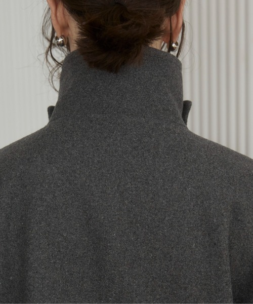 ANGIE（アンジー）の「2WAY　スタンドカラーハーフコート（ピーコート・レディース・ダークブラウン/チャコール/ネイビー・FREE）」の8枚目の写真