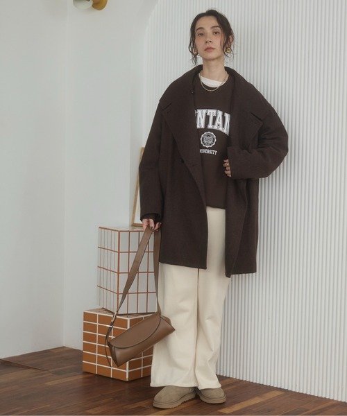 ANGIE（アンジー）の「2WAY　スタンドカラーハーフコート（ピーコート・レディース・ダークブラウン/チャコール/ネイビー・FREE）」の5枚目の写真