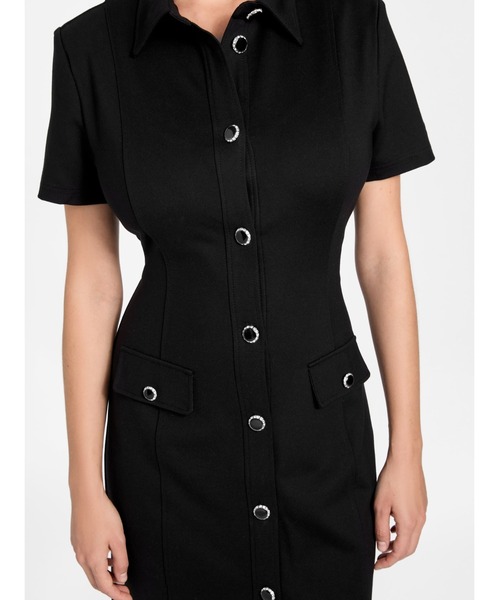 Guess（ゲス）の「Short Sleeves Olga Chemisier Mini Dress ワンピース（ワンピース・レディース・ブラック・SMALL/X-SMALL/MEDIUM）」の5枚目の写真