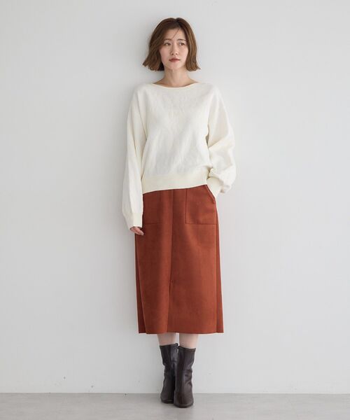 YECCA VECCA（イェッカヴェッカ）の「フラワー柄ふくれジャガードニット（ニット/セーター・レディース・アイボリー/チャコールグレー/ラベンダー・FREE）」の10枚目の写真