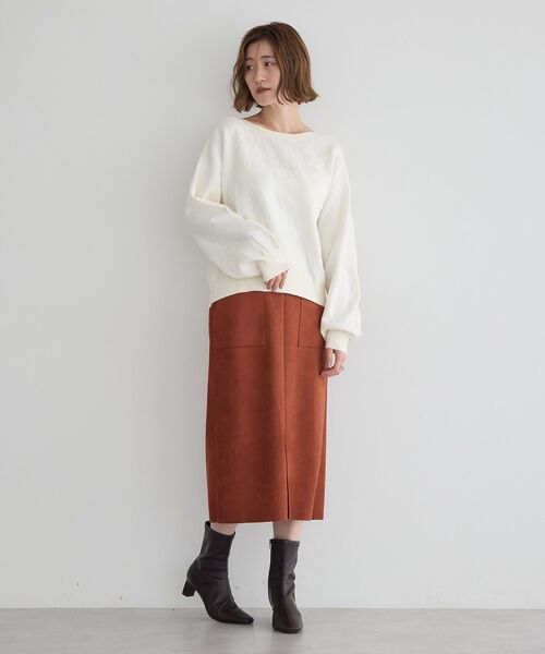 YECCA VECCA（イェッカヴェッカ）の「フラワー柄ふくれジャガードニット（ニット/セーター・レディース・アイボリー/チャコールグレー/ラベンダー・FREE）」の11枚目の写真