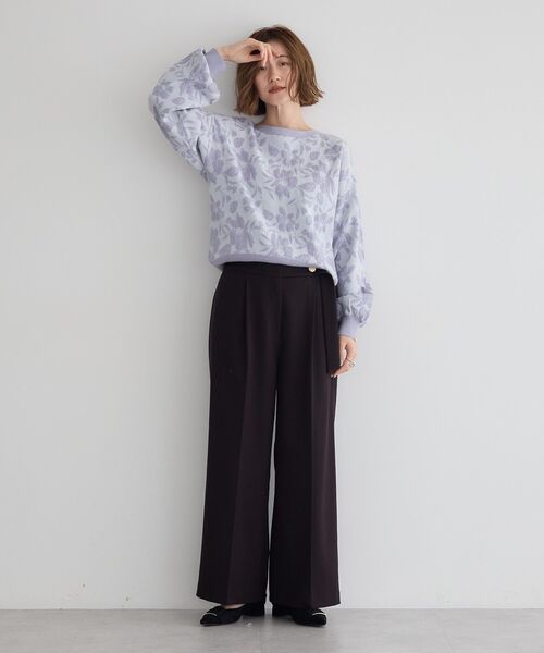 YECCA VECCA（イェッカヴェッカ）の「フラワー柄ふくれジャガードニット（ニット/セーター・レディース・アイボリー/チャコールグレー/ラベンダー・FREE）」の22枚目の写真