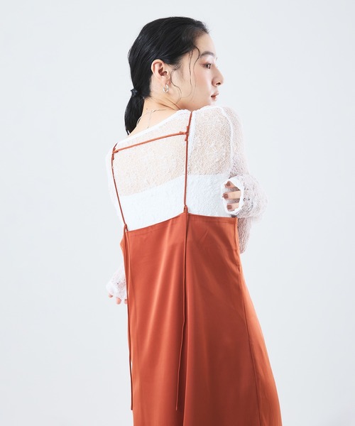 Muscat(マスカット)の「サテンキャミソールワンピース(ワンピース・レディース・ブラック/ライトグレー/レンガ・F)」の18枚目の写真