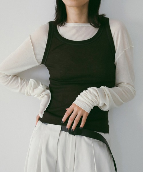 anuke（アンヌーク）の「Wool Rib Tanktop（タンクトップ・レディース・ブラウン/グレー/アイボリー・FREE）」の2枚目の写真