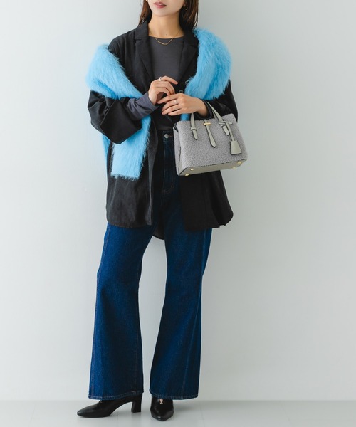 RODE SKO(ロデスコ)の「チャーム付ボアミニバッグ(ハンドバッグ・レディース・グレー/オフホワイト・ONE)」の12枚目の写真