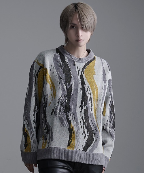 SILVER BULLET(シルバーバレット)の「『CavariA/キャバリア』ジャガードニットセーター(ニット/セーター・メンズ・ブルー/グレー/ブラック・M/L)」の3枚目の写真