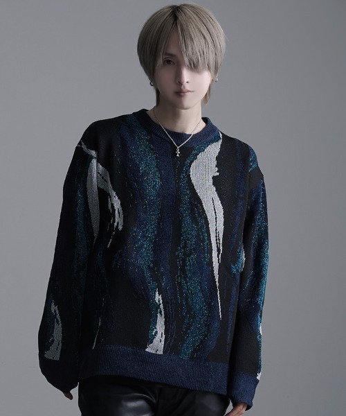 SILVER BULLET(シルバーバレット)の「『CavariA/キャバリア』ジャガードニットセーター(ニット/セーター・メンズ・ブルー/グレー/ブラック・M/L)」の1枚目の写真