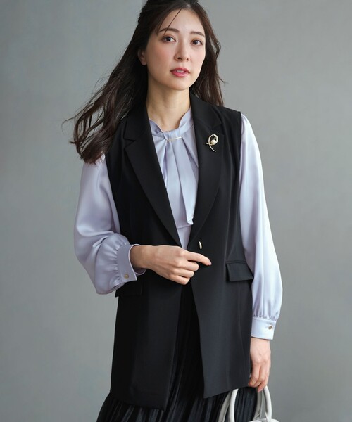 ANY SIS(エニィスィス)の「セレモニーダブルクロス ジレ(その他アウター・レディース・ネイビー系/ブラック系・X-SMALL)」の3枚目の写真