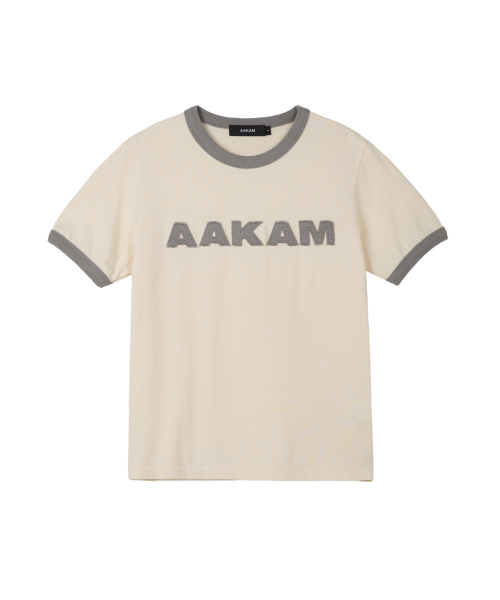 AAKAM(アーカム)の「Logo Patch Ringer Top (Cream-Gray)(Tシャツ/カットソー・レディース・その他・1/2)」の1枚目の写真