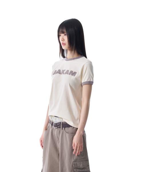 AAKAM(アーカム)の「Logo Patch Ringer Top (Cream-Gray)(Tシャツ/カットソー・レディース・その他・1/2)」の3枚目の写真