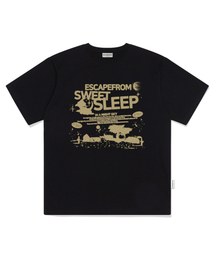 スウィートスリッププリントオーバーサイズ半袖Tシャツブラック