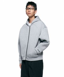 バックロゴスキューバフードジップアップメランジェグレー