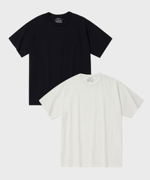 OUTSTANDING（アウトスタンディング）の「[2PACK] BASIC CREW NECK T-SHIRT_OFF WHITE/BLACK（Tシャツ/カットソー）」