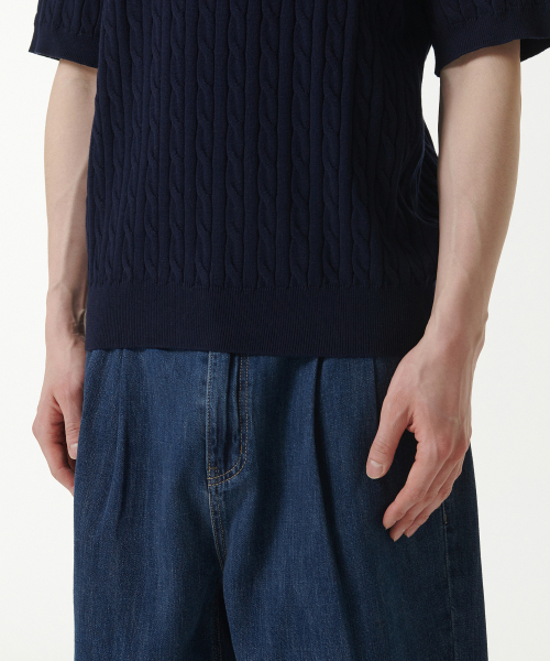 MUSINSA STANDARD（ムシンサスタンダード）の「ケーブルニットポロシャツ[ネイビー]（ニット/セーター・メンズ・その他・XX-LARGE/LARGE/MEDIUM/X-LARGE）」の6枚目の写真