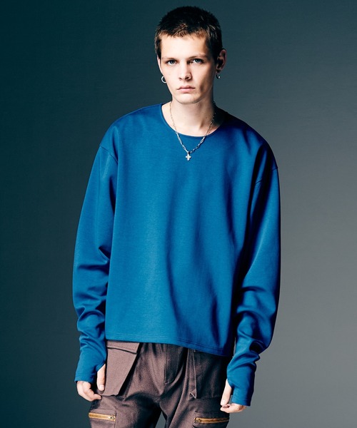 glamb(グラム)の「Wide Sleeves Smooth Cutsew / ワイドスリーブスムースカットソー(Tシャツ/カットソー・メンズ・ベージュ/ブラック/ブルー・S/M/L)」の3枚目の写真