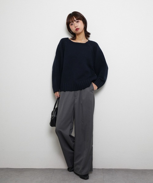 Chillfar（チルファー）の「デイリーカラフルルーズニット（ニット/セーター・レディース・ブルー/ネイビー系/ピンク/ブラウン/レッド/イエロー/ブラック/アイボリー/グレー・FREE）」の10枚目の写真