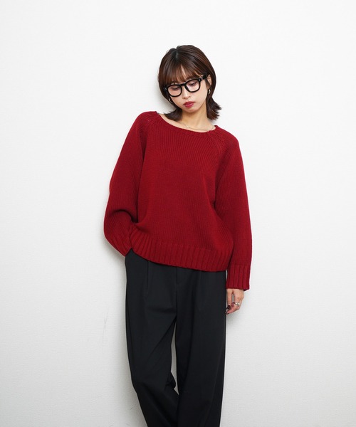 Chillfar（チルファー）の「デイリーカラフルルーズニット（ニット/セーター・レディース・ブルー/ネイビー系/ピンク/ブラウン/レッド/イエロー/ブラック/アイボリー/グレー・FREE）」の17枚目の写真