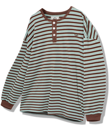 GUBIN（グビン）の「ストライプヘンリーネックTシャツ - ミント（Tシャツ/カットソー）」