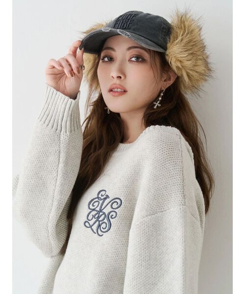 EVRIS(エヴリス)の「フェイクファードッキングフライトキャップ(キャップ・レディース・ブラック・FREE)」の6枚目の写真