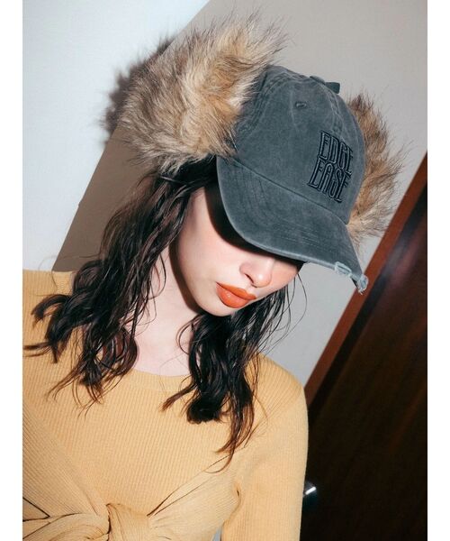 EVRIS(エヴリス)の「フェイクファードッキングフライトキャップ(キャップ・レディース・ブラック・FREE)」の13枚目の写真